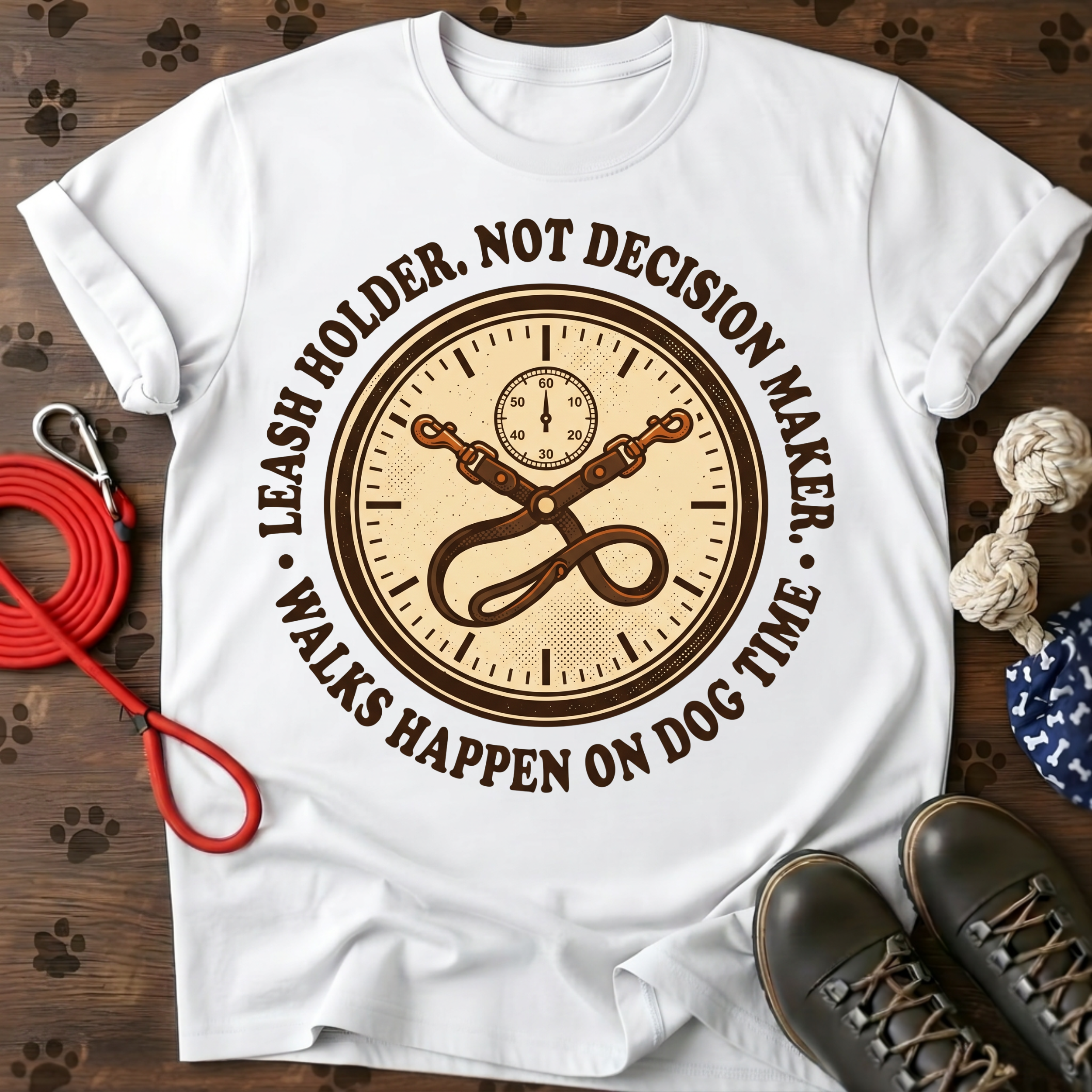 LEASH HOLDER. NOT DECISION MAKER. Tee