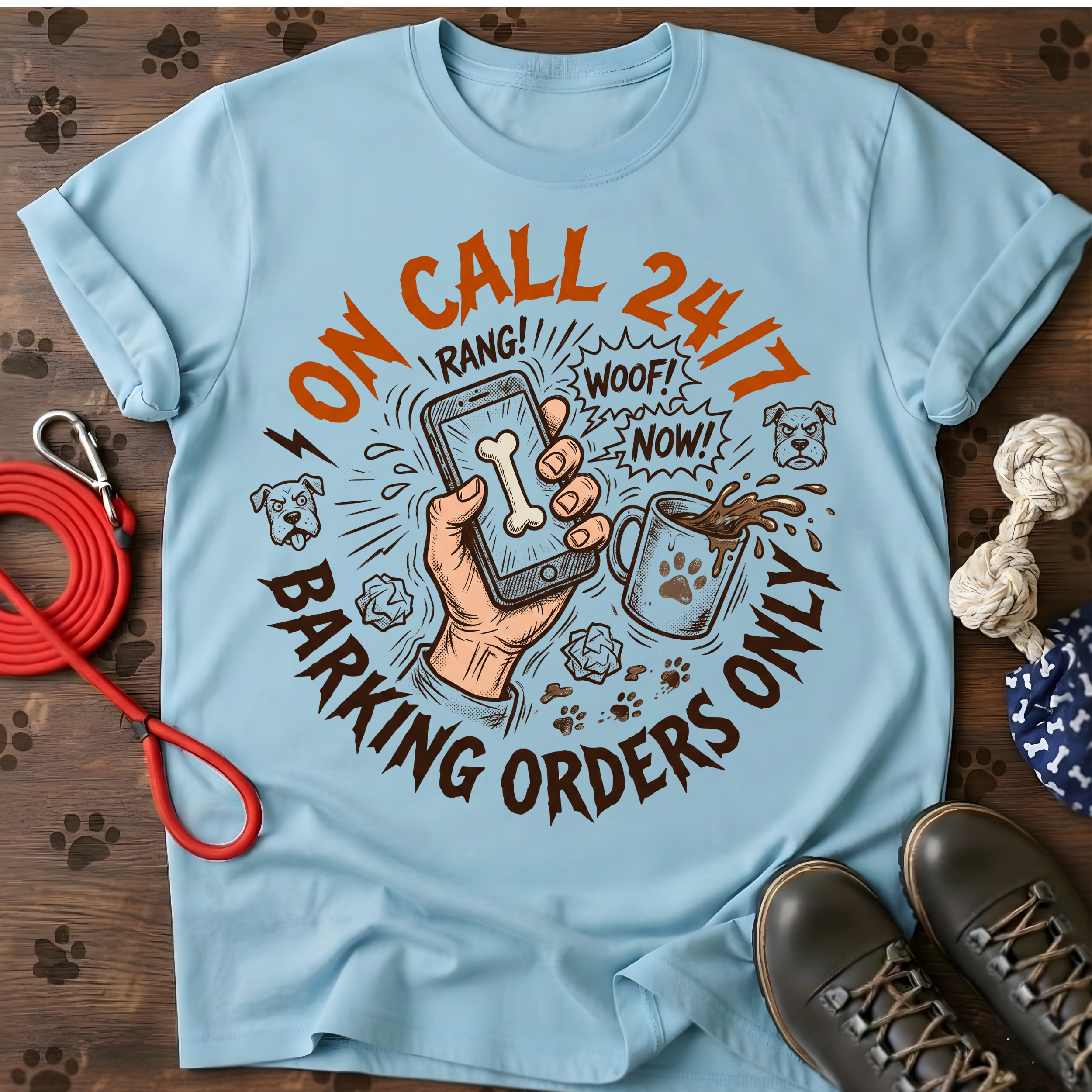 On call 24/7 barking orders only Tee