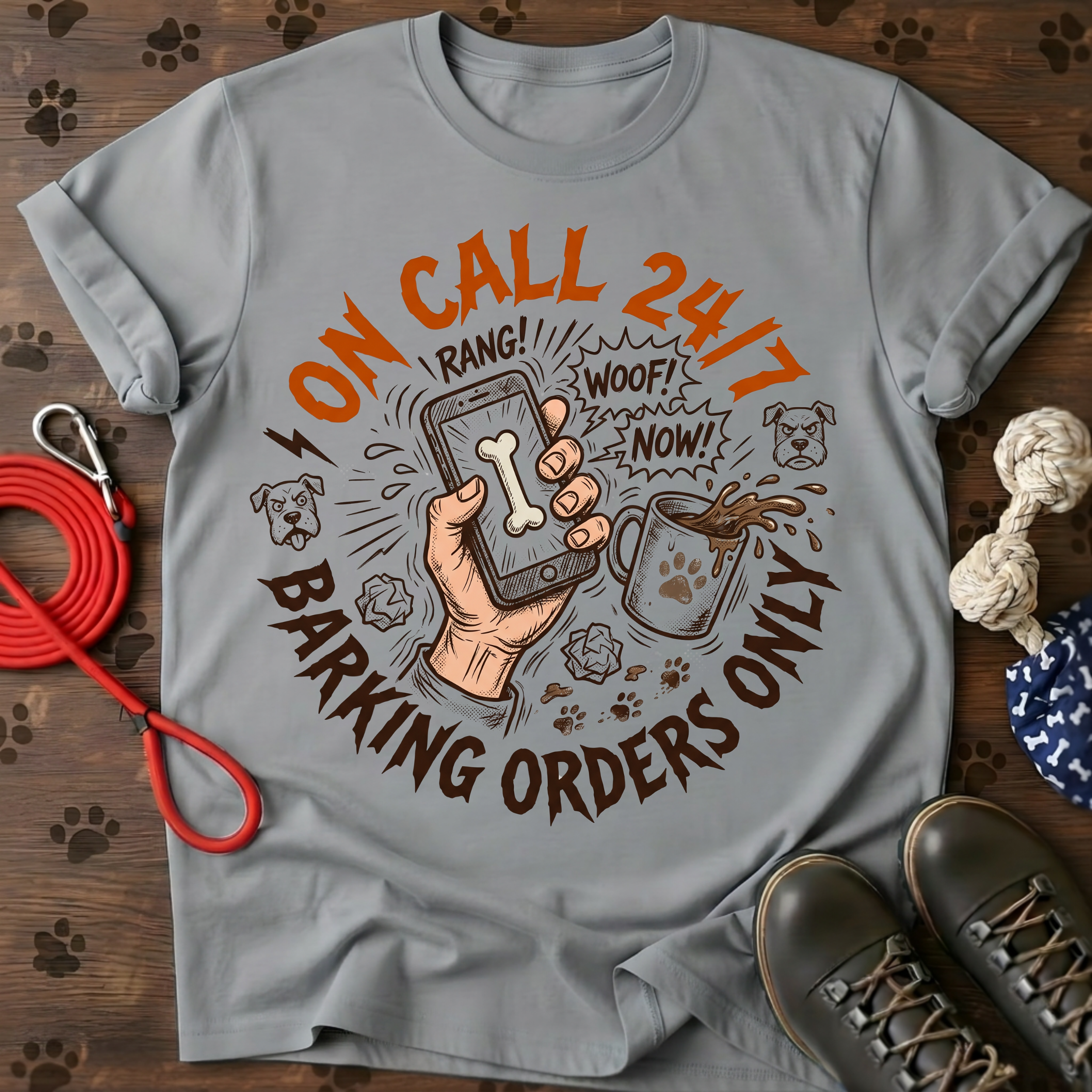 On call 24/7 barking orders only Tee