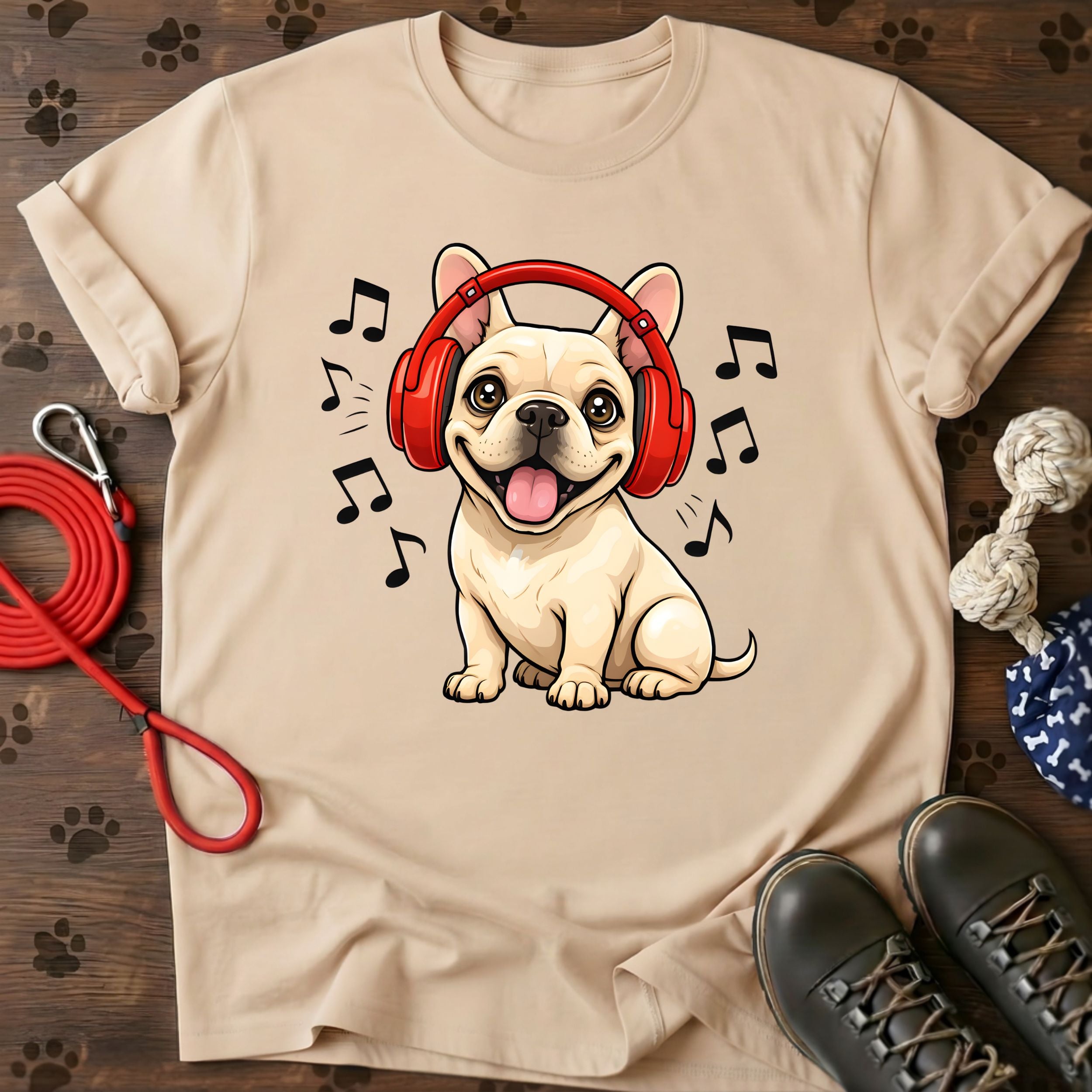 Cute Music Puppy Graphic Tee
