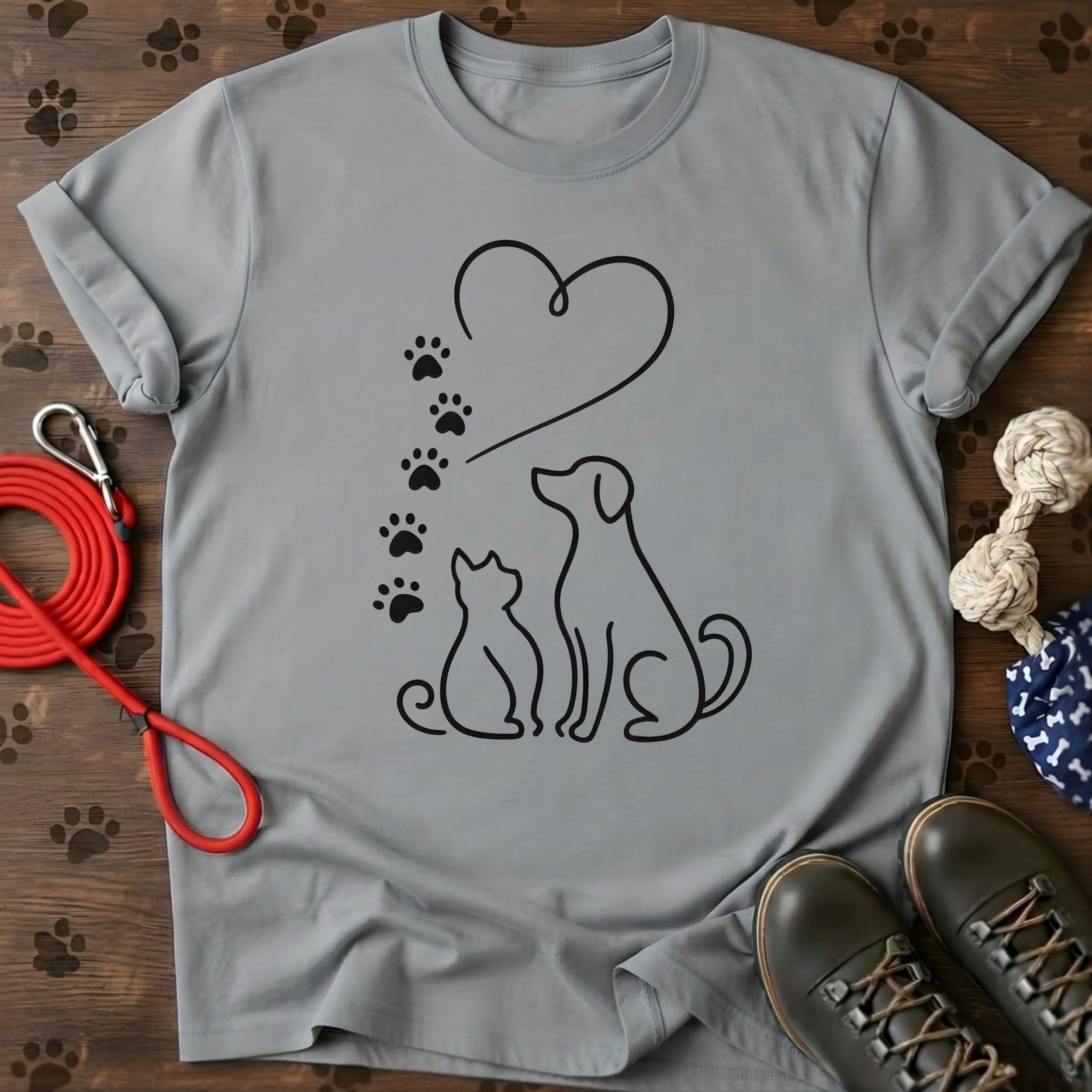 Dog & Cat Paw Heart Illustration