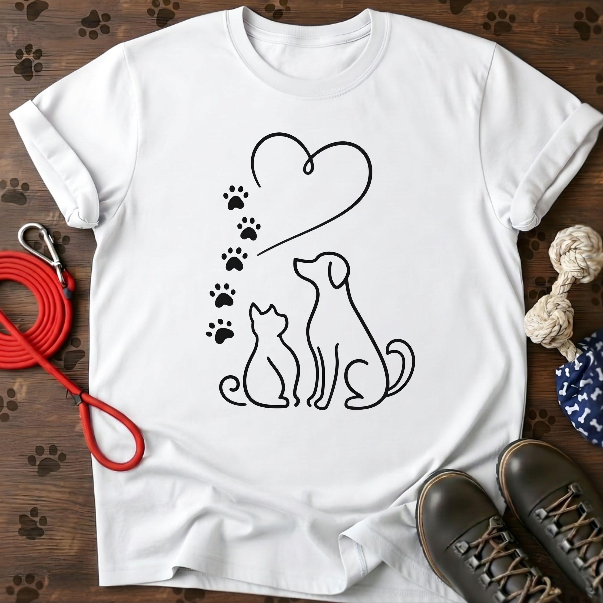 Dog & Cat Paw Heart Illustration